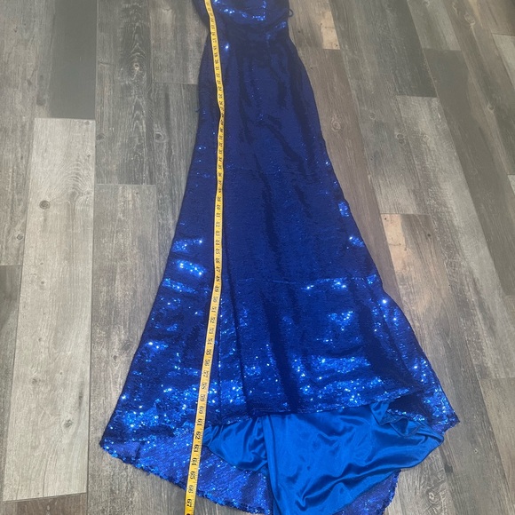 Sherri Hill Bright Blue Sequin Strappy Back Formal Dress Size 4 Prom Homecoming - Picture 14 of 15